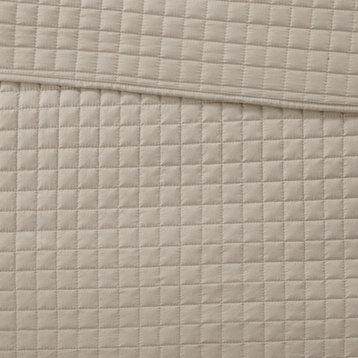 Checkered Quilted Coverlet Bedding Set - Khaki Edition, Belen Kox
