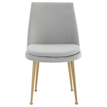 Safavieh Couture Rynaldo Upholstered Dining Chair Light Grey / Gold