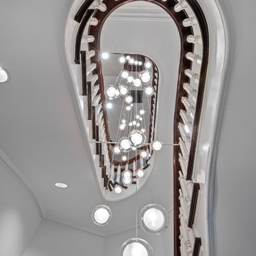KADUR FROST | Custom Blown Glass Chandelier | Two-story Chandelier