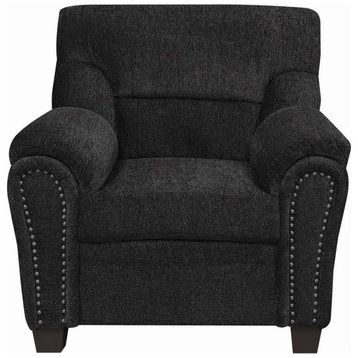 Coaster Transitional Chenille Upholstered Chair with Nailhead Trim in Gray