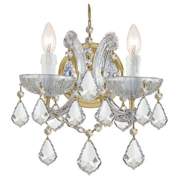 Maria Theresa 2 Light Spectra Crystal Gold Sconce