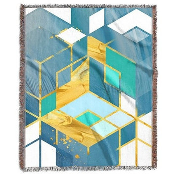 "Geometric Watercolor Gems II" Woven Blanket 60"x80"