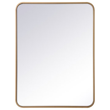 Ellis Soft Corner Metal Rectangular Mirror, 24"x32", Brass