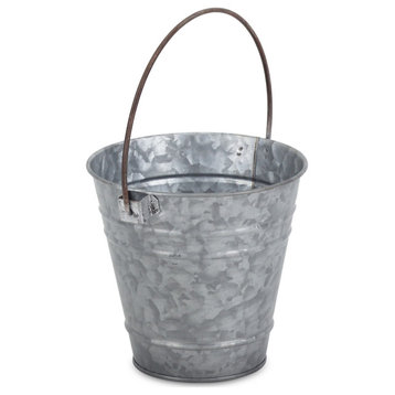 Galvanized Tapered Pot With Folding Handle