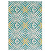 Weave & Wander Arsene Abstract Ikat Print Rug, Blue/Yellow, 7'10"x11'