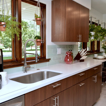 Contemporary Walnut Kitchen. Dura Supreme Cabinetry