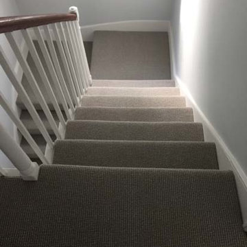 Grey Carpet Installation to Stairs