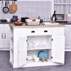 HomCom Fluted-Style Wooden Kitchen Island Storage Cabinet with Drawer