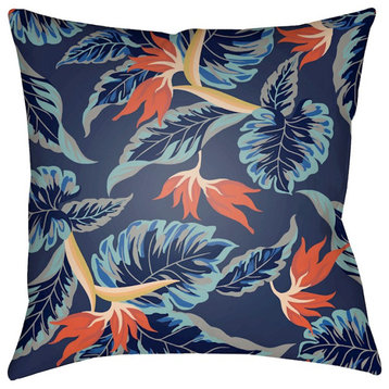 Tropical by Surya Poly Fill Pillow, Aqua/Navy/Terracotta, 18' x 18'