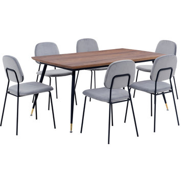 Messi and Lucy 7 Piece Dining Set - Grey