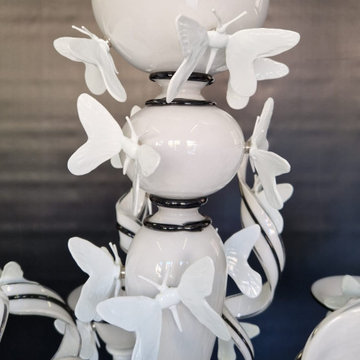 Custom Commissioned Diego Costantini Murano Glass Butterflies Chandelier