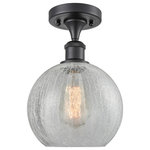 Innovations Lighting - 1-Light Athens 8" Semi-Flush Mount, Matte Black, Shade: Clear Crackle - A truly dynamic fixture, the Ballston fits seamlessly amidst most decor styles. Its sleek design and vast offering of finishes and shade options makes the Ballston an easy choice for all homes.