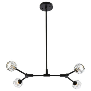 Zayne Four Light Pendant in Black And Clear