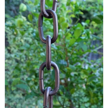 Bronze Large Aluminum Link Rain Chain With Installation Kit, 8 Foot