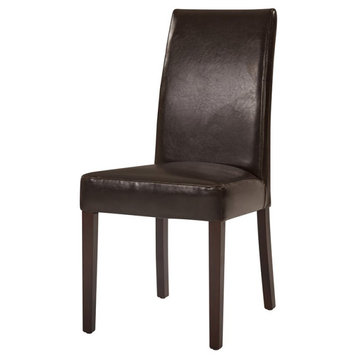 New Pacific Direct Hartford 20" Bicast Leather Dining Chair in Brown (Set of 2)