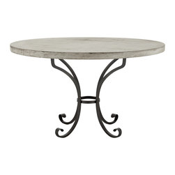 Marcella Round Concrete Dining Table with Iron Base - Dining Tables