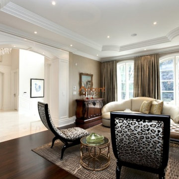 Modern Stretch Coffered Ceiling in Drawing Room in a House Oakville