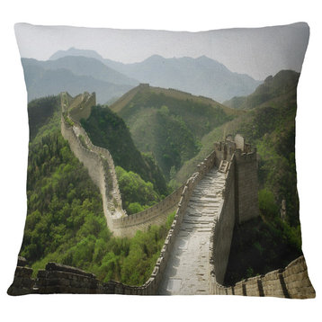 Great Wall of China Photography Throw Pillow, 18"x18"