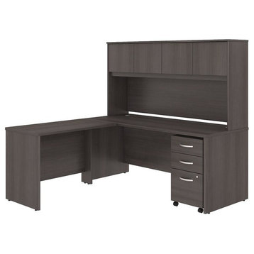 Studio C 72"X30D L Shaped Desk With Hutch, Mobile File Cabinet And 42W Return