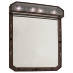 Meyda - 30W Arabesque Lighted Vanity Mirror - Decorative accents and rose medallions accentuate this custom steel vanity fixture, which features a stunning Bakial glass diffuser. This luminous mirror is enhanced with a handsome frame in a Mahogany Bronze finish with Gold highlights. The fixture is ideal for fine baths in residential, hospitality and commercial settings. The fixture is handcrafted by Meyda artisans in Upstate New York, in the USA. Custom designs, sizes and colors are available, as well as dimmable energy efficient lamping options.