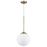 Trend Lighting - Solea 1-Light Antique Brass Pendant - Bring mid-century modern style to your space with Solea.  Solea features large, opal glass globes and an antique brass finish.  A modern yet timeless design that will never go out of style.