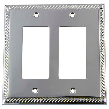 NW Rope Switch Plate With Double Rocker, Bright Chrome