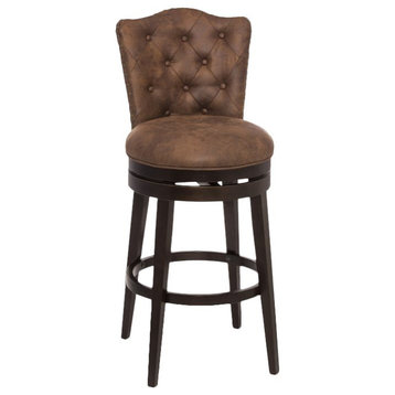 Hillsdale Edenwood 40.75" Wood Contemporary Counter Stool in Chocolate/Chestnut