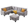 Alexent Modular 7Pc Sectional Sofa Contemporary Couch w Ottoman LIGHT GRAY