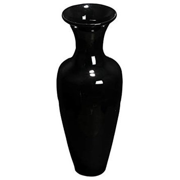 Classic Lacquer Black Bamboo Floor Vase, 27"