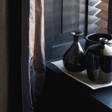 Holzjalousie mit Baumwollband