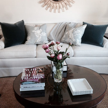 Traditional Living Room in Blue-Grey and White