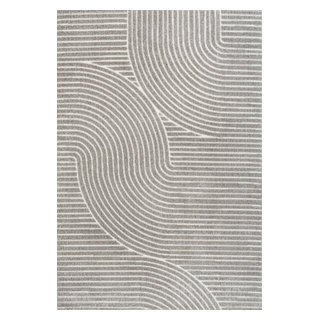 Skagen High-Low Minimalist Curve Geometric Indoor/Outdoor Rug, 12 X 18 ...