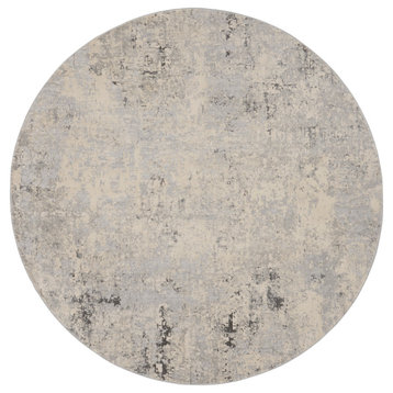 Nourison Rustic Textures 5'3" x Round Grey/Beige Modern Indoor Area Rug