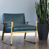 Kristoffer Lounge Chair, Antique Brass, Peacock