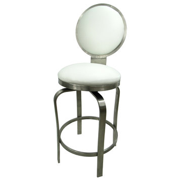 529 Stainless Steel Counter 26" 30" Bar Stool, White, 26"