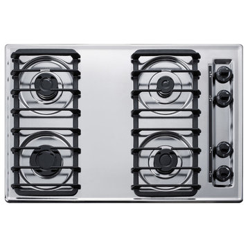 Summit ZTL053S 30"W 4 Burner Gas Cooktop in Brushed Chrome - Chrome