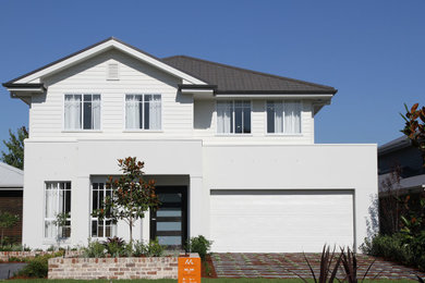 This is an example of a contemporary two-storey house exterior in Sydney.