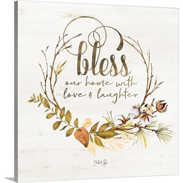 "Bless Our Home Fall Foliage" Wrapped Canvas Art Print, 12"x12"x1.5"