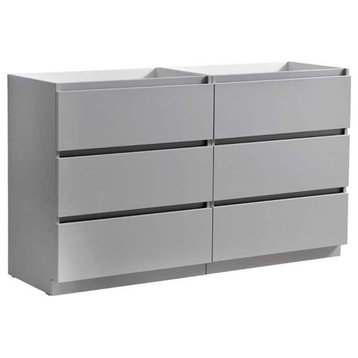 Fresca Lazzaro 60 inches Free Standing Double Sinks Bathroom Cabinet in Gray
