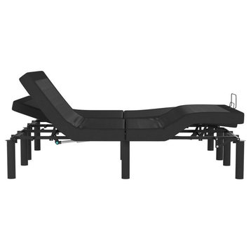 Selene Adjustable Upholstered Bed Base with Wireless Remote, Black, Split King