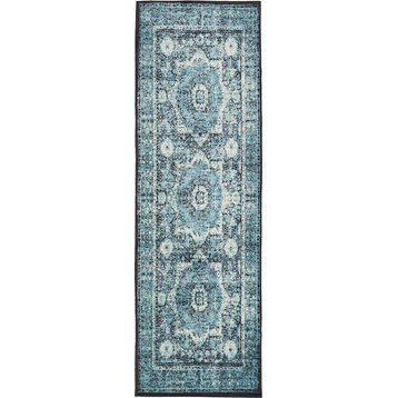 Traditional Majestic 3'x9'10" Runner Sky Area Rug