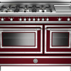 Bertazzoni 48" Range HER486GGASVI Heritage Series Burgundy Natural Gas - Gas Ranges And Electric Ranges