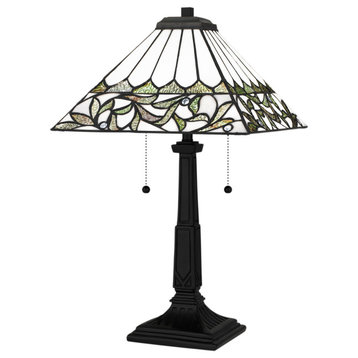 Luxury Posh Tiffany Table Lamp, Matte Black, UQL7007