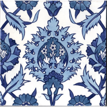 7.87"x7.87" Palmyre Bleu Mediterranean Ceramic Tile, Set Of 10