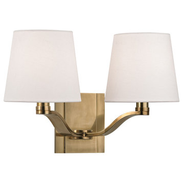 Clayton 2-Light Wall Sconce, Aged Brass