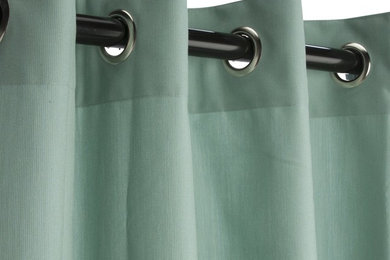 Sunbrella Outdoor Curtain Panel, Nickel Grommet Top, Mist, 50x120
