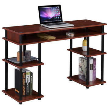 Designs2Go No-tools Student Desk in Cherry Wood Finish and Black Poles