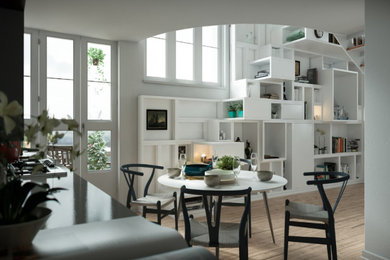 Diseño de salón para visitas tipo loft minimalista pequeño