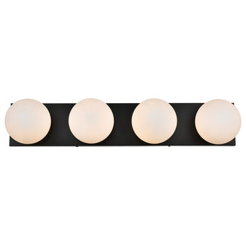 4 Light Black And Frosted White Bath Sconce