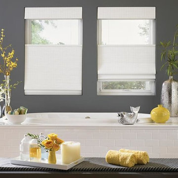 Top-down-bottom-up Roman Shades for the bathroom
